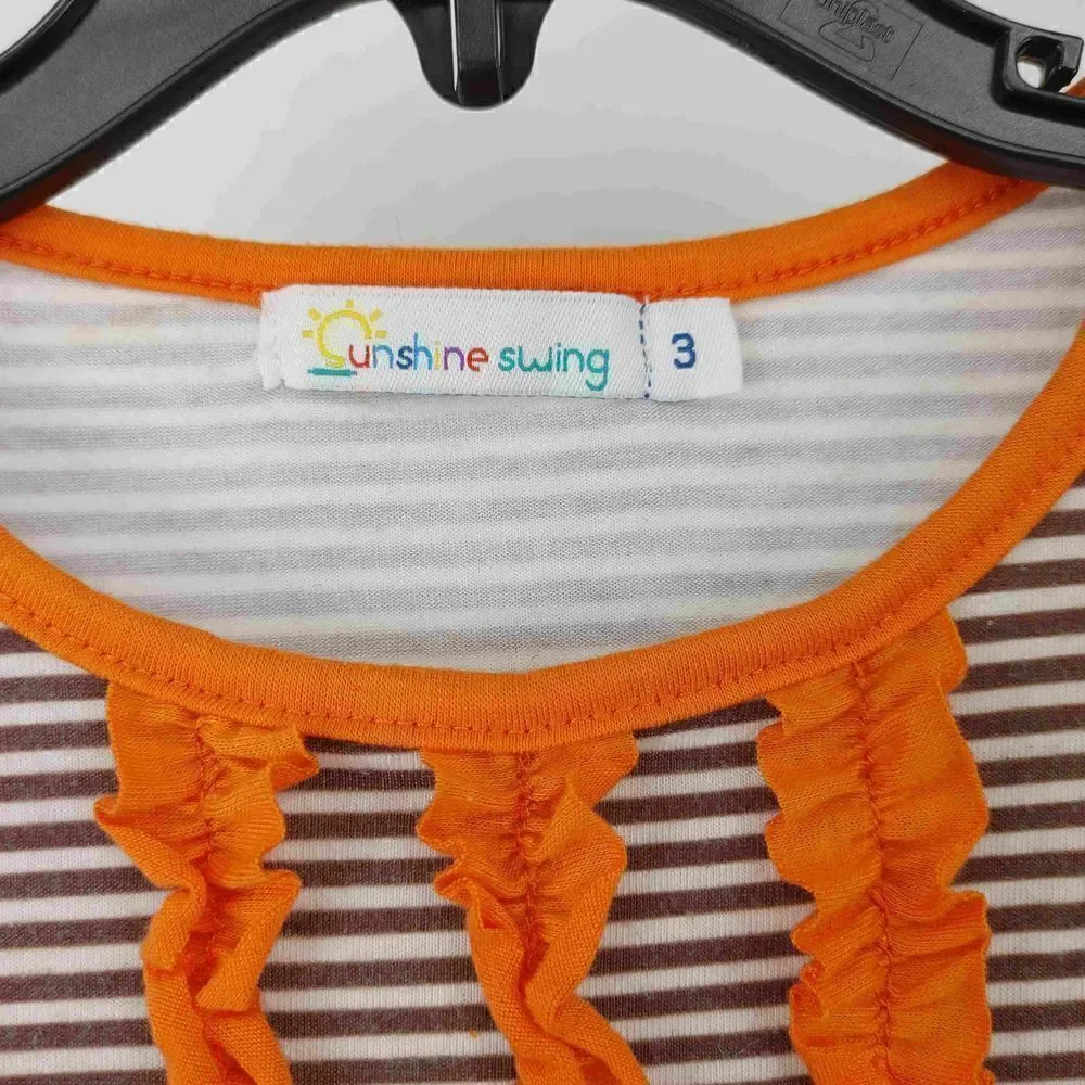 Sunshine Swing Girls Size 3 Fall Pumpkin Dress Brown Orange.